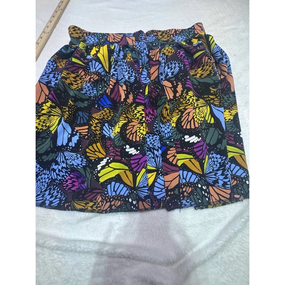 Hand Made Skirt Mini With Butterflies AOP Size Large Ruffles Zipper‎ Back Y2K